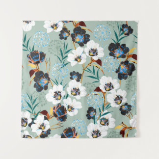 Botanisches Vintages Blumenmuster Wandteppich