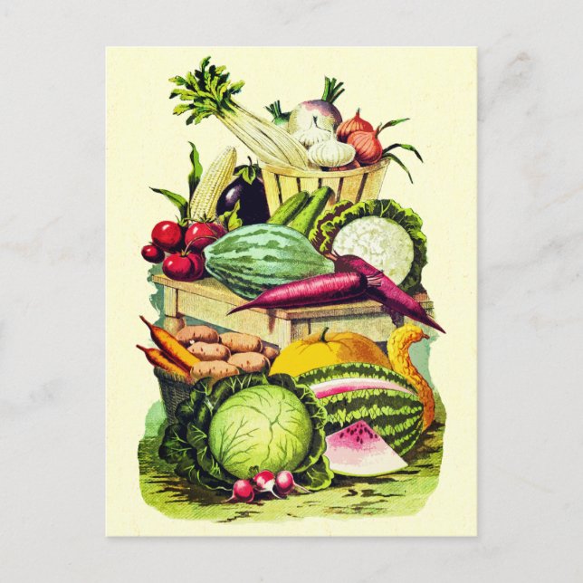 Botanisches Vintages Gemüse Garten Ernte Postkarte (Vorderseite)