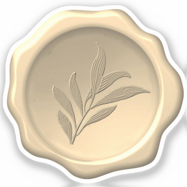 Botanisches Wachs Siegel mit Blätter aus goldenem  Aufkleber (Vorderseite)