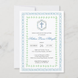 Botanisches Wappen Blauer Kreuz Einladung