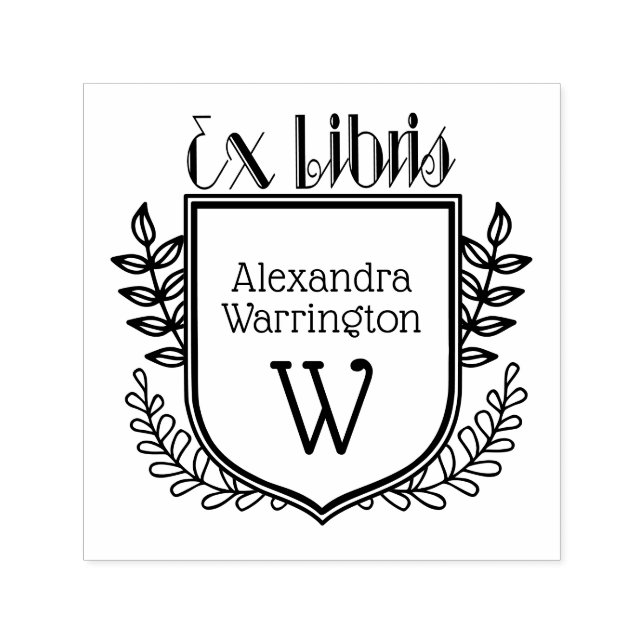 Botanisches Wappen Ex Libris #2 Buchname Initial Permastempel (Design)