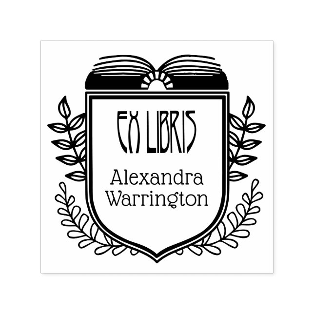 Botanisches Wappen Ex Libris Buchname Embosser Permastempel (Design)