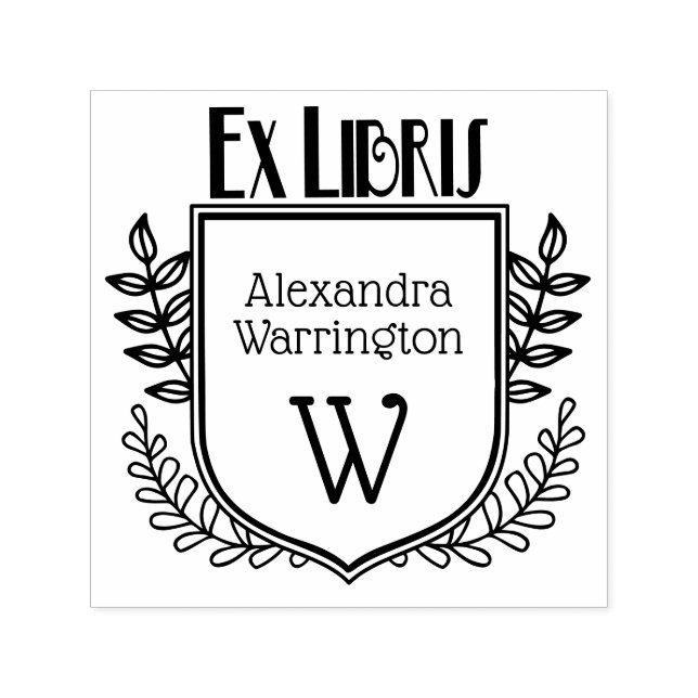 Botanisches Wappen Ex Libris Buchname Initial Permastempel (Design)