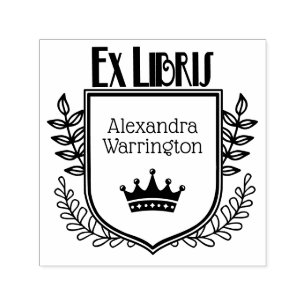 Botanisches Wappen Krone #1 Ex Libris Buchname Permastempel