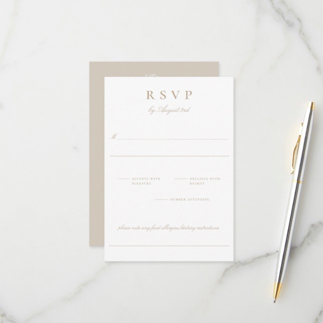 Botanisches Wappen Monogram Wedding RSVP Card Karte (Vorderseite/Rückseite Beispiel)