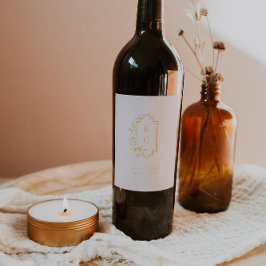 Botanisches Wappen Monogram Wedelweinlabel Weinetikett