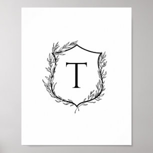 Botanisches Wappen Monogramm Hochzeit Poster