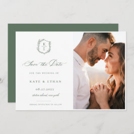 Botanisches Wappen Sage Monogram Wedding Foto Save The Date