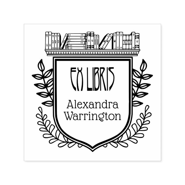 Botanisches Wappen virtuelle Bibliothek Ex Libris  Permastempel (Design)