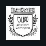 Botanisches Wappen virtuelle Bibliothek Ex Libris  Permastempel<br><div class="desc">Elegantes botanisches Wappen Jugendstil Bibliothek Ex Libris Buchname Briefmarke ==========</div>