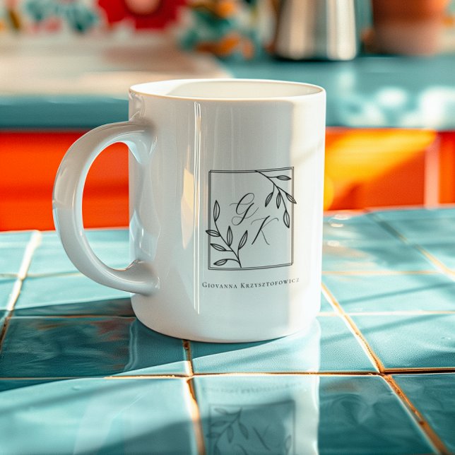 Botanisches Wappen | Zeitlose Monogramm Kaffeetasse (Von Creator hochgeladen)