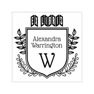 Botanisches Wappen Zigzag Ex Libris Buchname Initi Permastempel