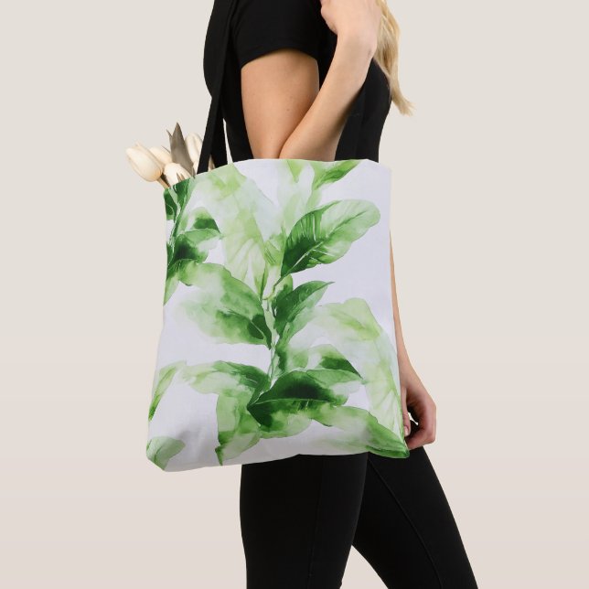 Botanisches Wasserfarbenleaf aus tropischer Vegeta Tasche (Von Nahem)