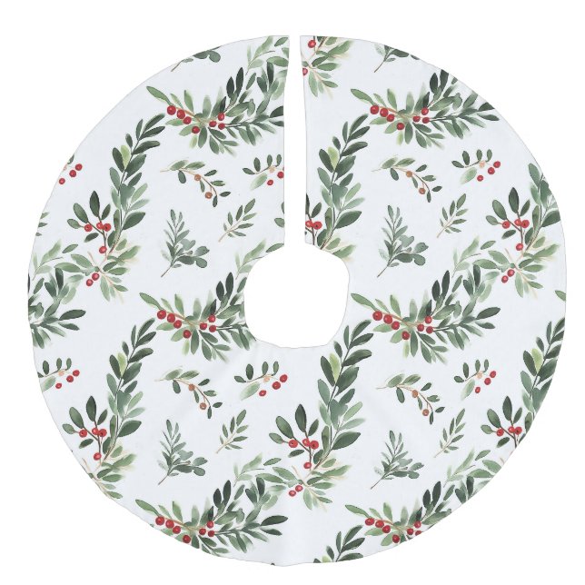 Botanisches Weihnachtsblatt Leinenimitat Weihnachtsbaumdecke (Vorderseite)