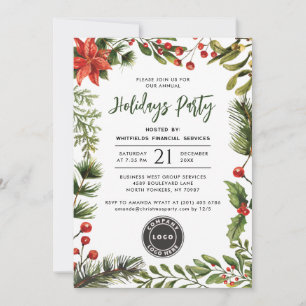 Botanisches Weihnachtsfest-Party mit einfachem Bus Einladung