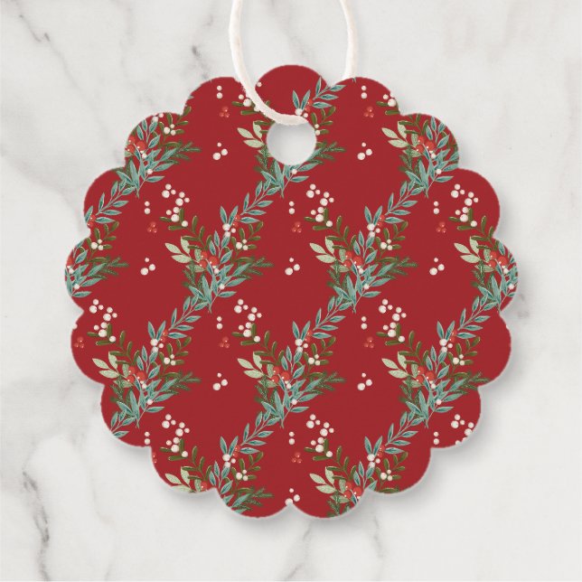 Botanisches Weihnachtsfest Traditionelles Rotes Ge Geschenkanhänger (Rückseite)