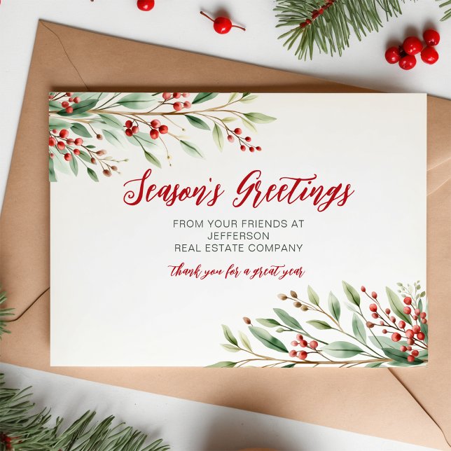 Botanisches Weihnachtsgeschäft Feiertagskarte (Botanical Christmas Holidays Company Business Holiday Card)