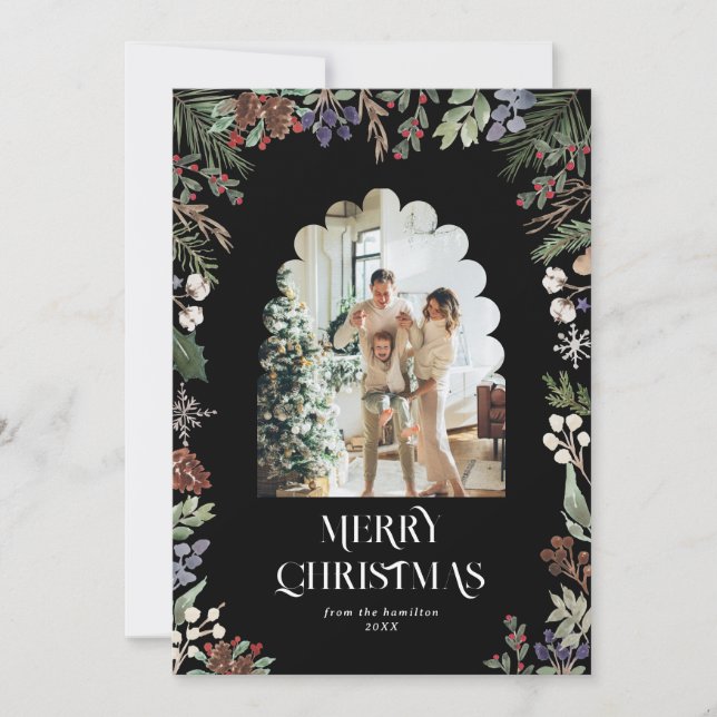 Botanisches Weihnachtsgeschenk-Foto Feiertagskarte (Vorderseite)