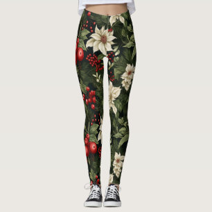 Botanisches Weihnachtsmuster Leggings