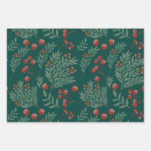 Botanisches Weihnachtspapier Geschenkpapier Set
