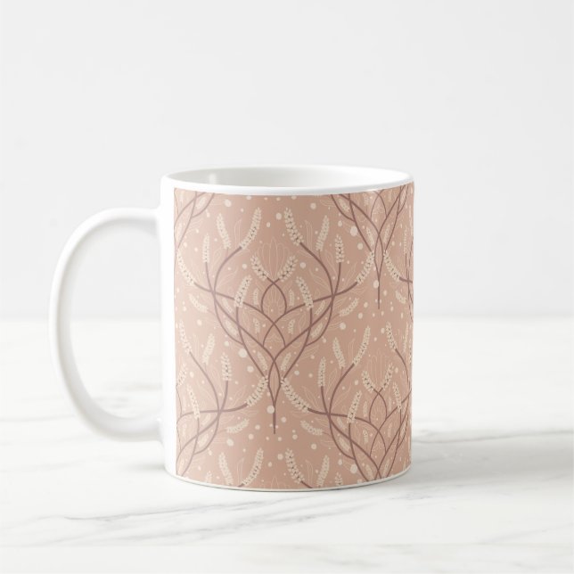 Botanisches Weinmuster mit weichem Rot Kaffeetasse (Links)