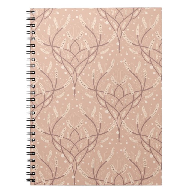 Botanisches Weinmuster mit weichem Rot Notizblock (Vorderseite)