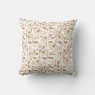 Botanisches Weißbeige Lilblütenmuster Kissen