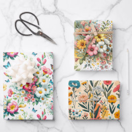 Botanisches Whimsisches Blut 3 Geschenkpapier Set