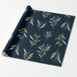 Botanisches Wiederholmuster aus Twigs mit Gold Geschenkpapier