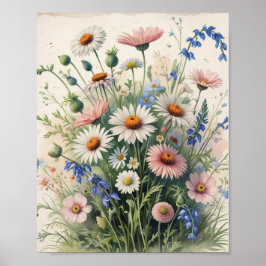 Botanisches Wildblumen-Watercolor-Poster – Motivat Poster
