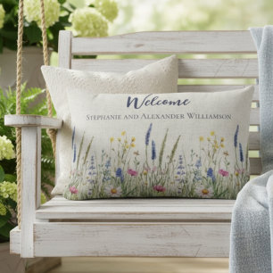 Botanisches Wildblumen-Wiesen-Paar-Geschenk Lendenkissen