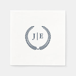 Botanisches Wreath Blue Classic Monogram Wedding Serviette