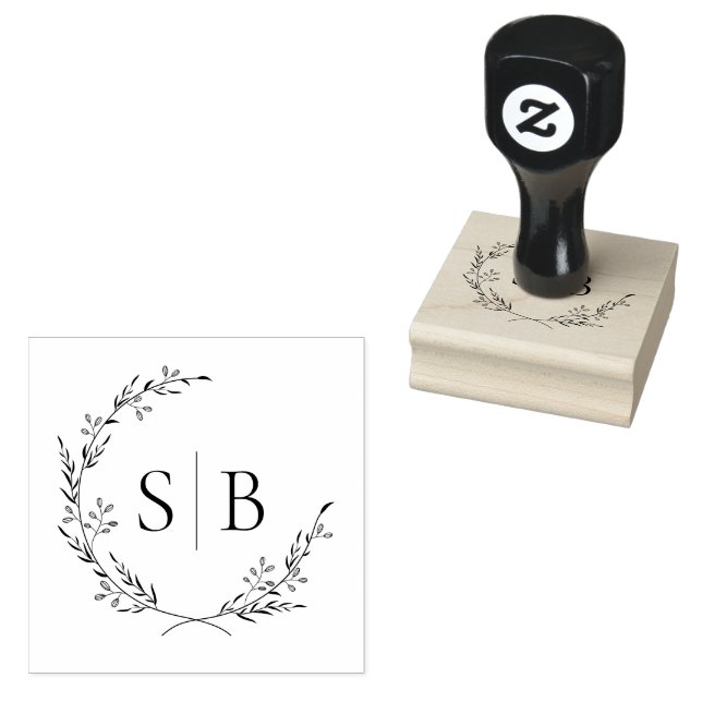 Botanisches Wreath Monogramm Gummistempel (Stempel)