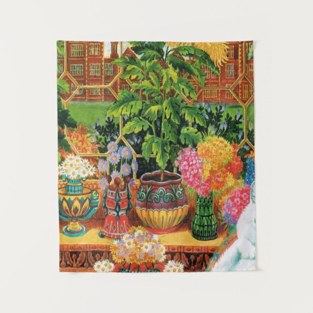 Botaniskatze von Louis Wain Wandteppich (Vorderseite)