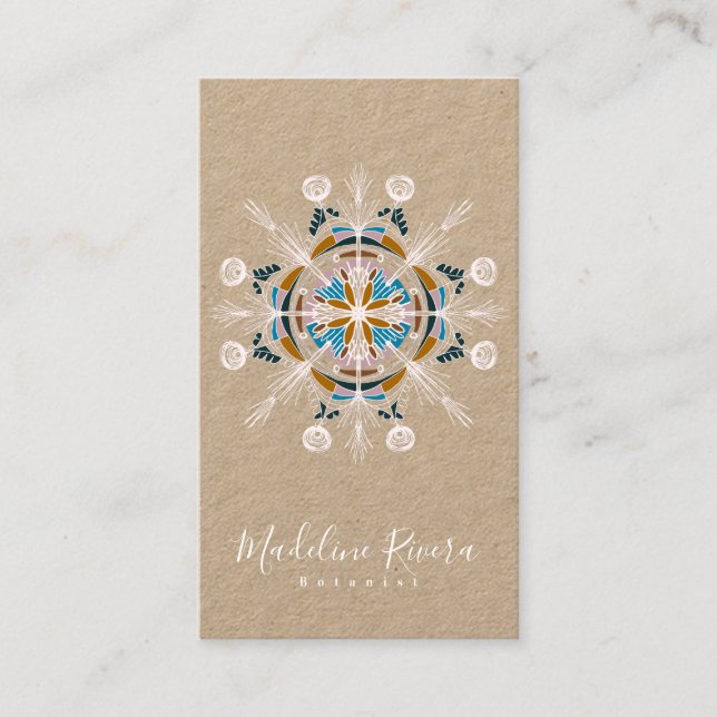 Botany Florist Yoga Boho Mandala Kraft Visitenkarte (Vorderseite)