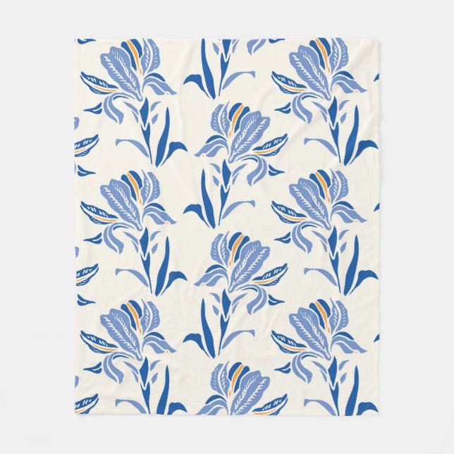 Botany Geometric Baroque Iris Blume Muster. Seam Fleecedecke (Vorderseite)