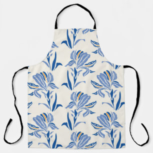 Botany Geometric Baroque Iris Blume Muster. Seam Schürze