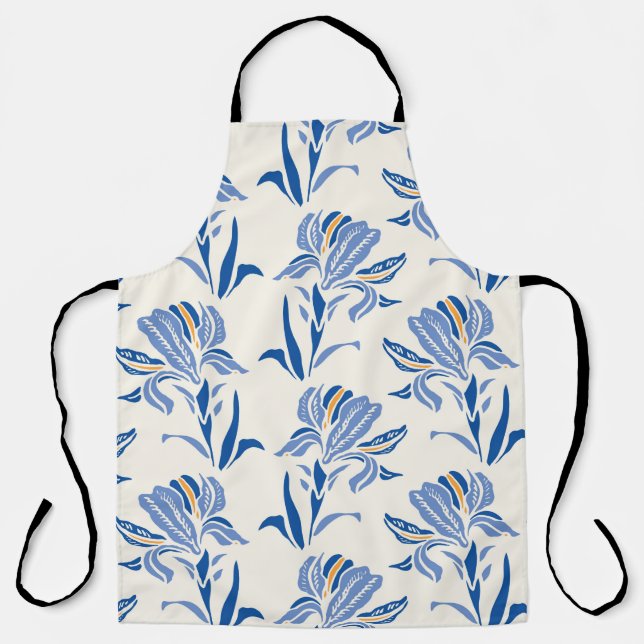 Botany Geometric Baroque Iris Blume Muster. Seam Schürze (Vorderseite)