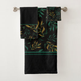 Botany Wiederholung Muster Golden und Green Twigs Badhandtuch Set