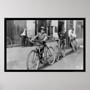 Bote-Junge und Fahrrad 1911 Poster
