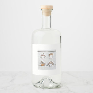 botella con tazas alkoholflaschenetikett