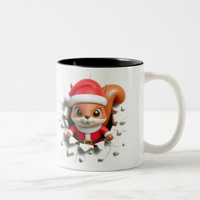 Both Side 3D Christmas Wird Merry Christmas Mug Zweifarbige Tasse (Rechts)
