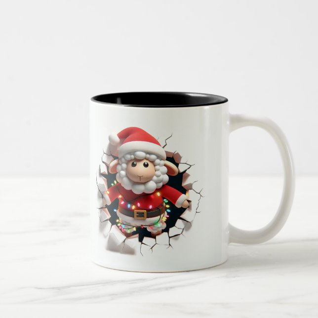Both Side 3D Christmas Wird Merry Christmas Mug Zweifarbige Tasse (Rechts)