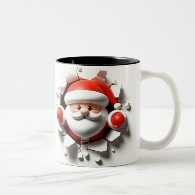 Both Side 3D Christmas Wird Merry Christmas Mug Zweifarbige Tasse (Rechts)