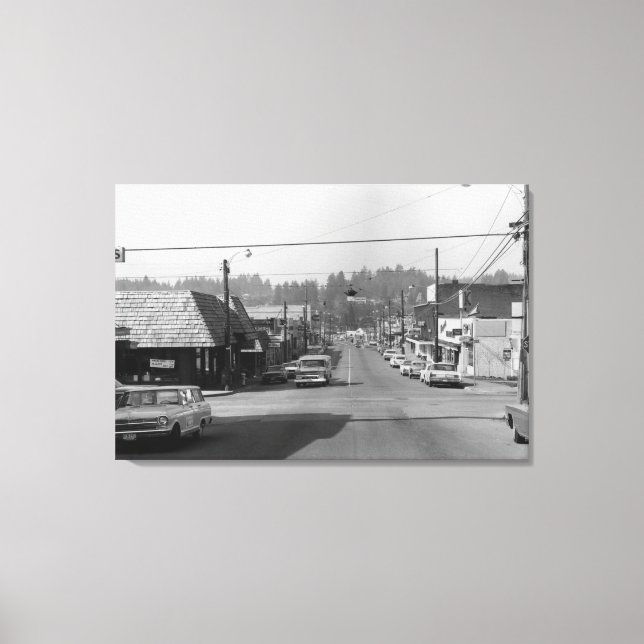 Bothell, WA - Downtown Street Scene Fotografy Leinwanddruck (Vorderseite)