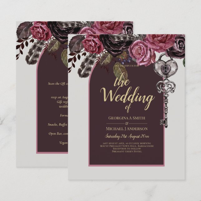 BOTHIC ROSE Burgund Hochzeit im Herbst (Vorne/Hinten)