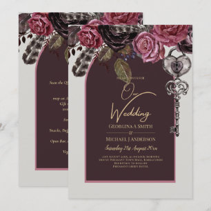 BOTHIC ROSE Burgund Hochzeit im Herbst Einladung