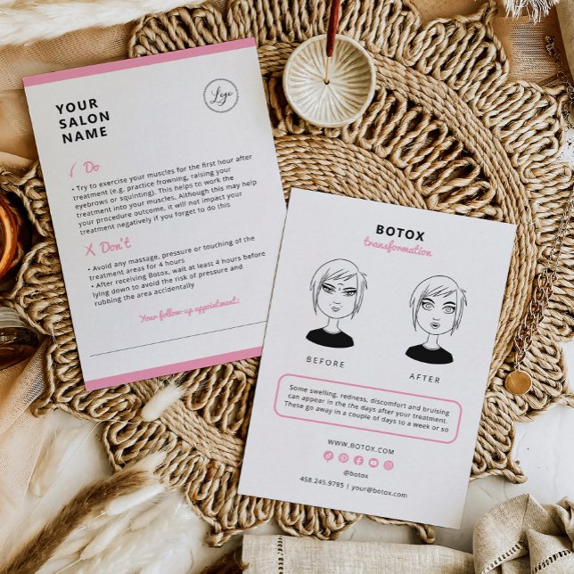 Botox Aftercare Instructions for Beauty Salon Visitenkarte (Von Creator hochgeladen)