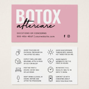 Botox Filler Injektion Nachsorge Anweisung Karte