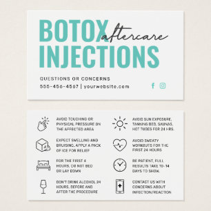 Botox Filler Injektionskarte nach der Behandlung